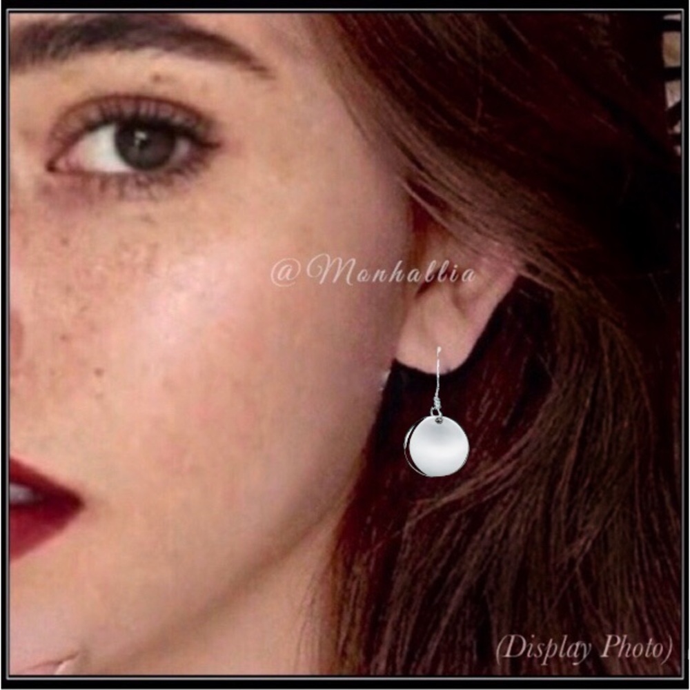 Clearance! New 925 silver round disc medallion minimalist charm earrings - Picture 6 of 6